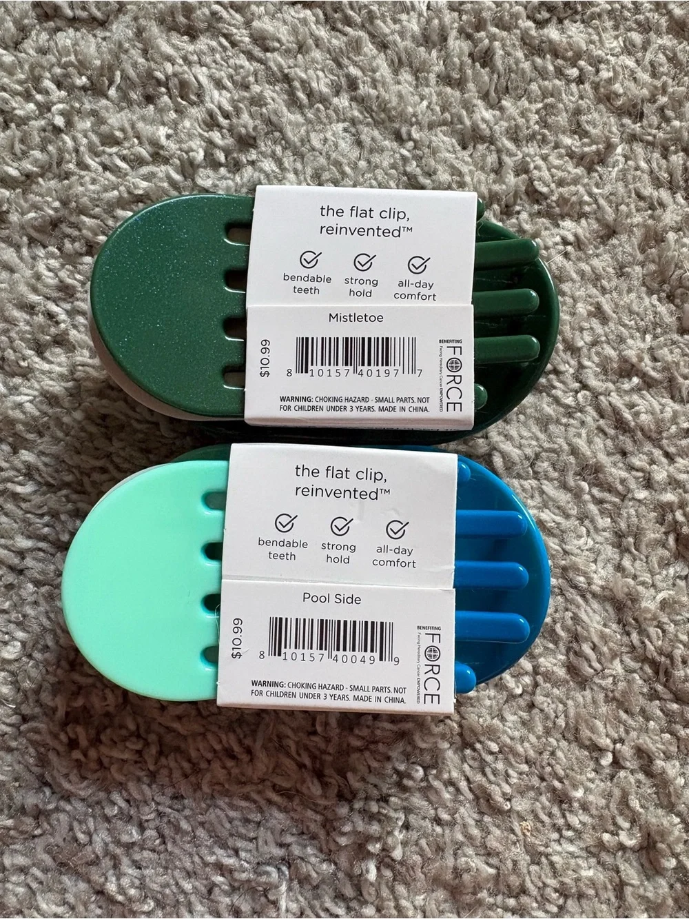 Teleties Hair Clips - Green & Blue